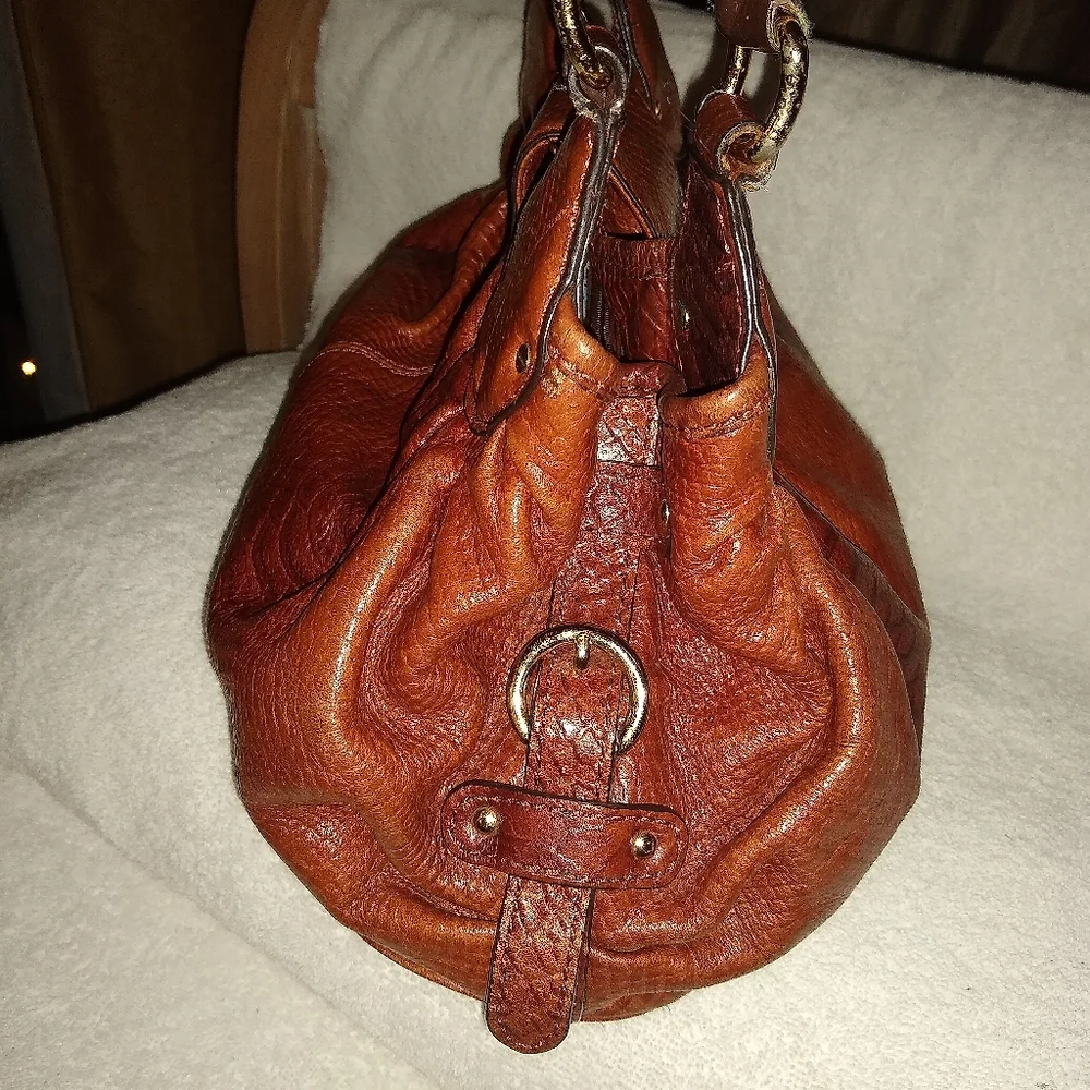 Antonio Melani brown croc embossed hobo leather bag.